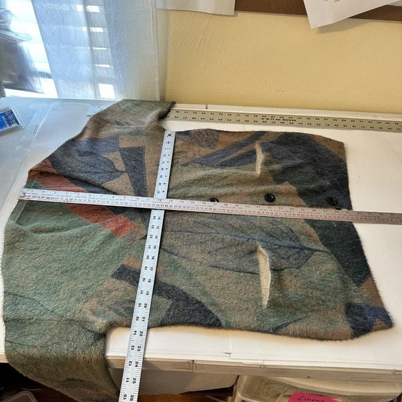 Yesno Cardigan Womens XL Oversized Wool Sweater Button Up V Neck Pockets Graphic - Picture 8 of 11